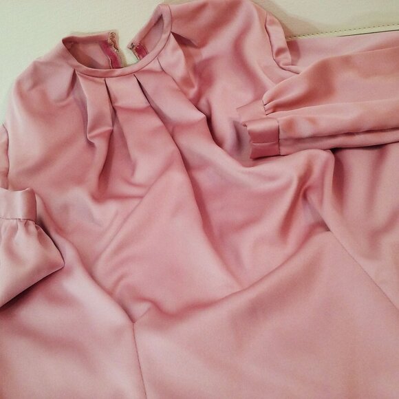 Vintage 50s-60s Quality Handmade Blouse Top S(6) Box-Pleat Fitted LSL Back-Zip - Picture 5 of 8